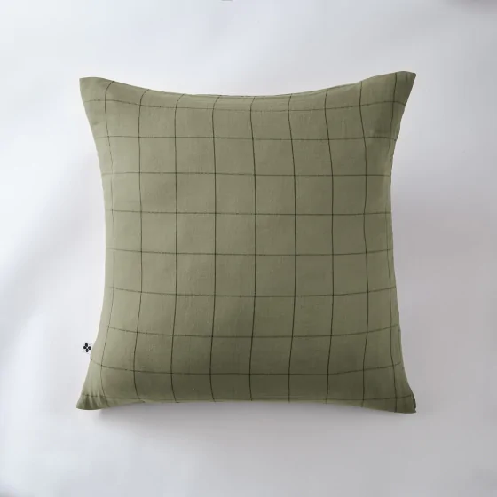 Taie d'oreiller gaze de coton tissée  60 x 60 cm Gaia Match Romarin