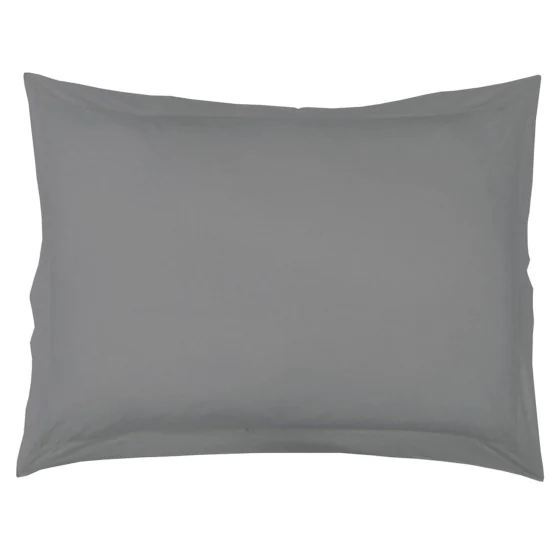 Taie d'oreiller volant plat 50 x 70 cm uni 57 fils lina  + pt bourdon Gris souris