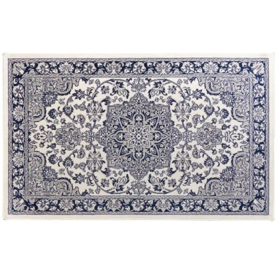 Tapis rectangle 68 x 110 cm viscose tissee cherine Bleu