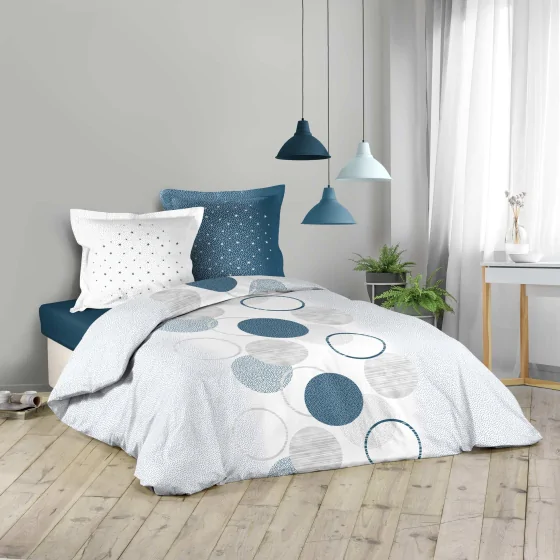 Parure de couette 240 x 220 cm + taies 100% coton voie lactee