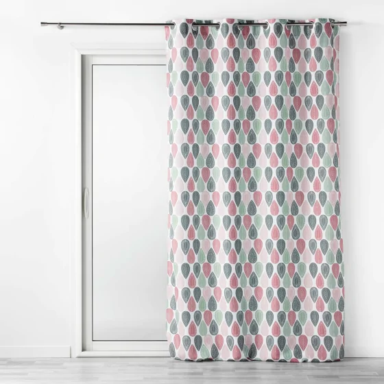 Rideau tamisant a oeillets L140 x H260 cm polyester Palpito Rose/Vert
