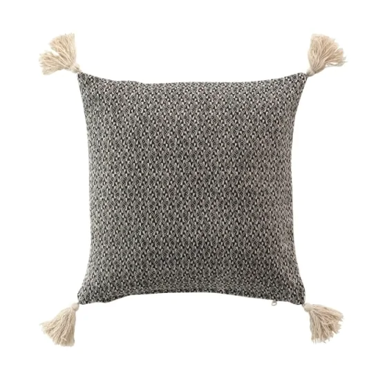 Coussin dehous. compr. pompons 40 x 40 cm coton tisse junon Sans