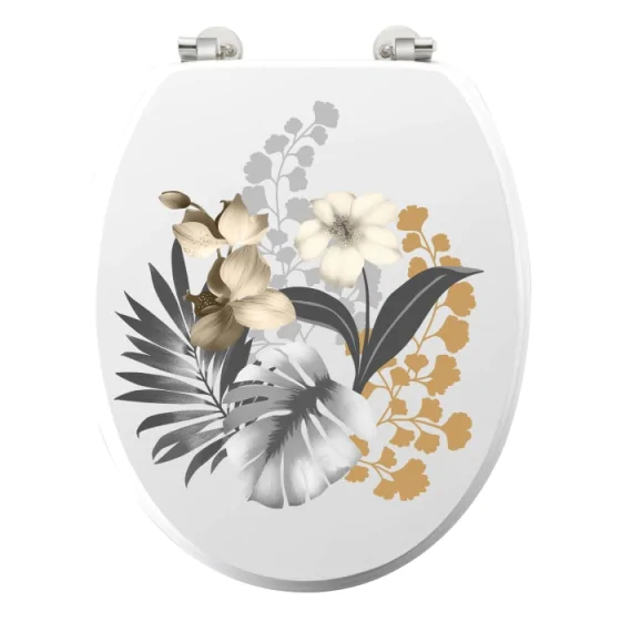Abattant wc charnieres metal 37.5 x 46 cm mdf imprime kelly Blanc