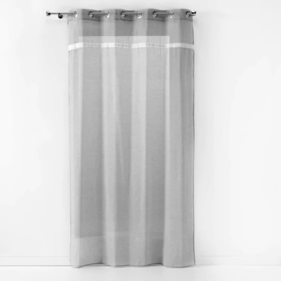 Panneau a oeillets 140 x 240 cm effet lin tisse fantaisie everest Gris