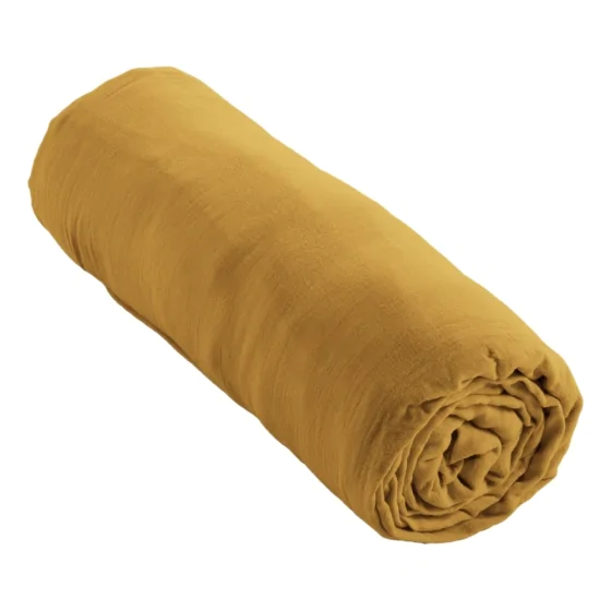 Drap Housse Double Gaze de Coton Safran – 160 x 200 cm – Bonnet 30 cm