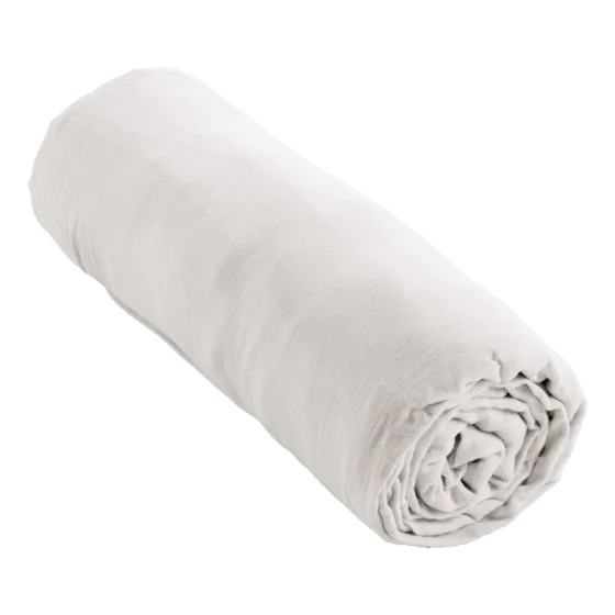 Drap Housse Double Gaze de Coton Blanc – 180 x 200 cm – Bonnet 30 cm
