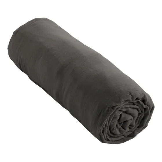 Drap Housse Double Gaze de Coton Anthracite – 180 x 200 cm – Bonnet 30 cm