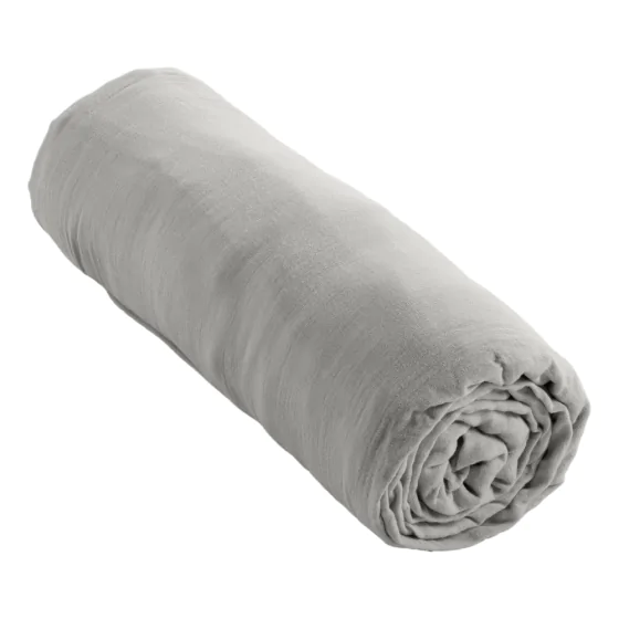Drap Housse Double Gaze de Coton Perle – 180 x 200 cm – Bonnet 30 cm