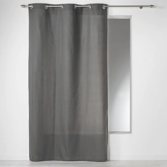 Rideau a oeillets 140 x 240 cm coton uni panama Ardoise