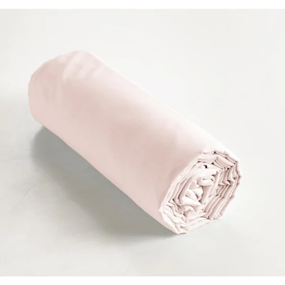 Drap housse coton luxe 140 x 190 cm bonnet 30 cm Ambre Rose clair