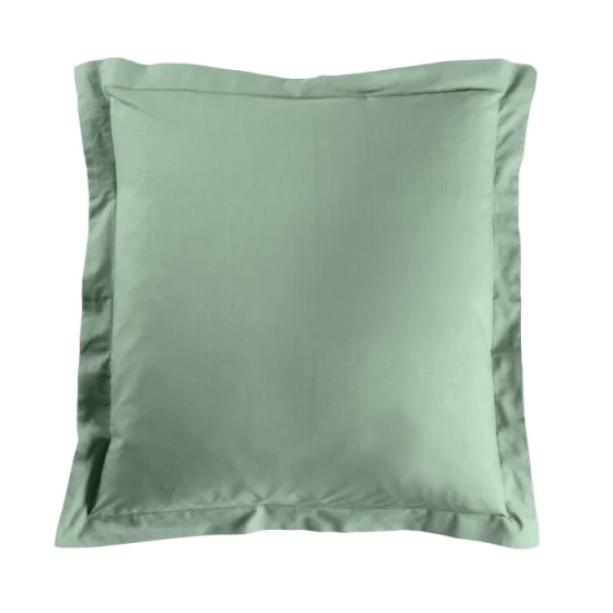Taie d'oreiller 63 x 63 cm uni 57 fils lina  +point bourdon Sauge