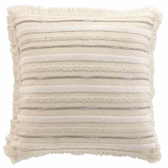 Coussin dehous. compr. franges 60 x 60 cm coton tisse atlas Naturel