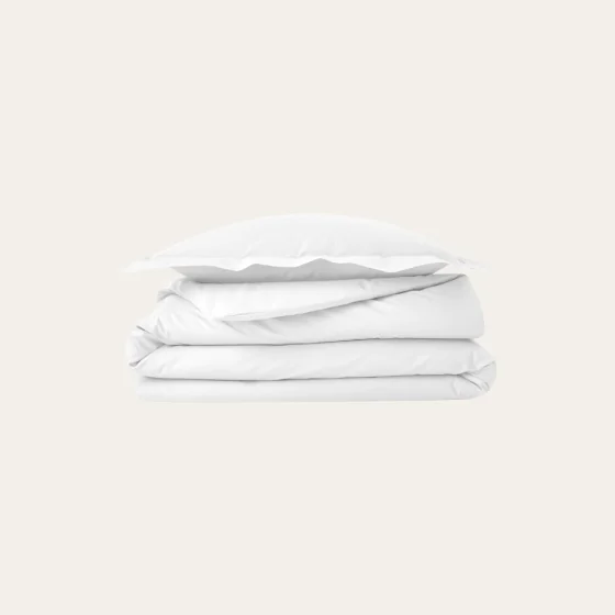 Parure de couette 240 x 220 cm + 2 taie 63 x 63 cm  en percale de coton Blanc