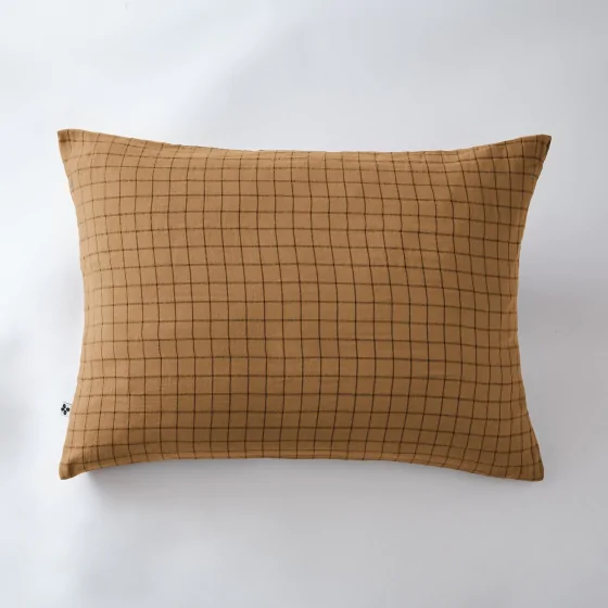 Taie d'oreiller gaze de coton tissée 50 x 70 cm gaïa mix Camel