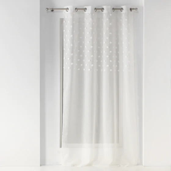 Rideau voile a oeillets 140 x 240 cm voile sablé Melusine Blanc