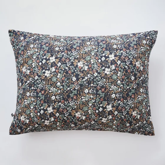 Taie d'oreiller 50 x 70 cm gaze de coton imprimée capucine minuit Bleu foncé