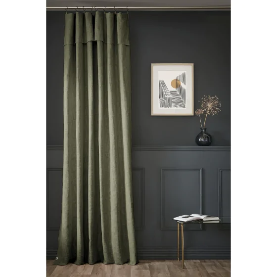 Rideau Ajustable Sixtine Thym - 140 x 270 cm - Coton Flammé 8 Anneaux Pince