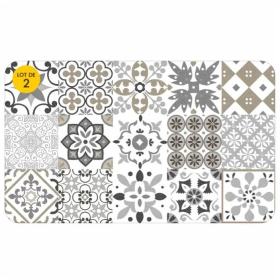 Lot de 2 Tapis en mousse PVC 45 x 75 cm Salou Naturel