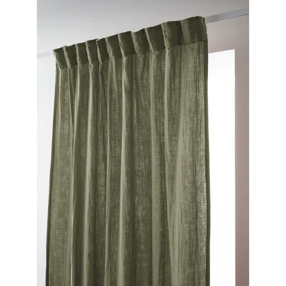 Rideau Galon Fronceur 140 x 240 cm - Double Gaze de Coton - Uni Gaïa Romarin