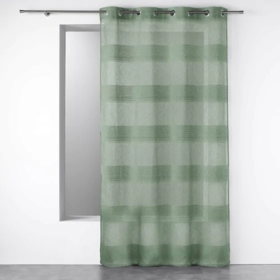 Voilage a oeillets 140 x 240 cm effet lin tisse fils chenille terraza Vert