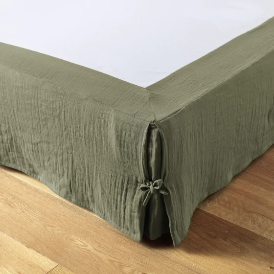 Cache-sommier gaze de coton 180 x 200 cm Gaia Romarin