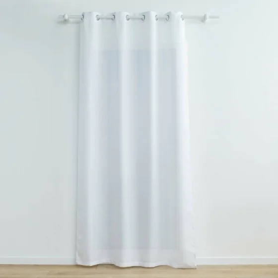 Rideau a oeillets 140 x 280 cm polyester uni+fils metallises zeline Blanc