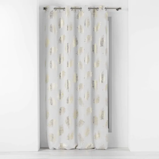 Rideau a oeillets 140 x 280 cm polyester imprime metallise sunny gold Sans
