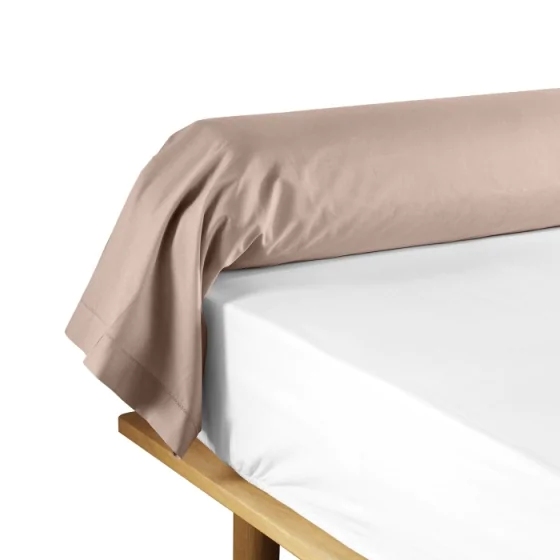 Taie de traversin 85 x 185 cm uni 57 fils lina  +point bourdon Rose