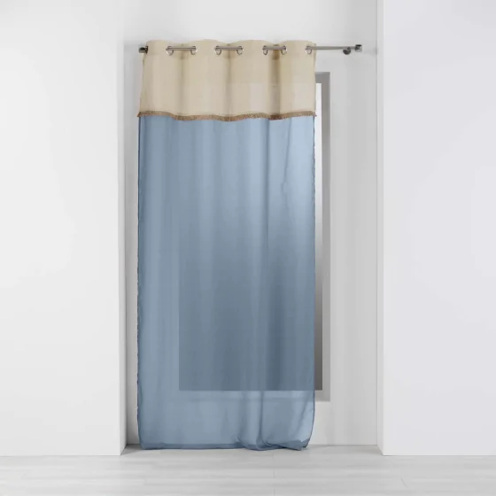 Voilage à oeillets 140 x 240 cm voile sablé + jute Greenybel Bleu