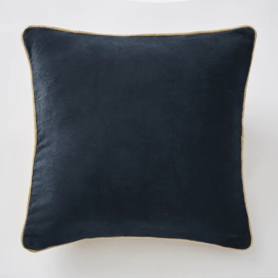 Coussin déhoussable 45 x 45 cm velours de coton césar minuit Bleu foncé