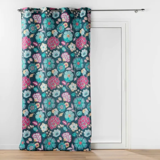 Panneau a oeillets 140 x 240 cm voile sable imprime winteria Bleu