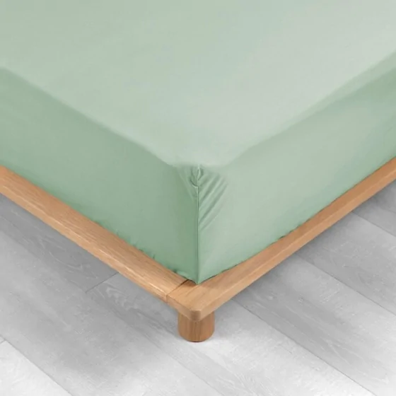 Drap housse 2 personnes 140 x 190 cm bonnet 30 cm percale de coton 78 fils Sauge