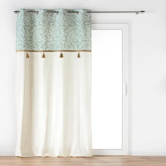 Rideau a oeillets 140 x 240 cm coton/polyester+top imp+pompon vivoline Sans