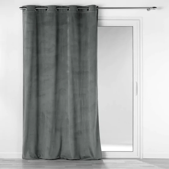 Rideau à oeillets 140 x 260 cm velours côtelé Casual Anthracite