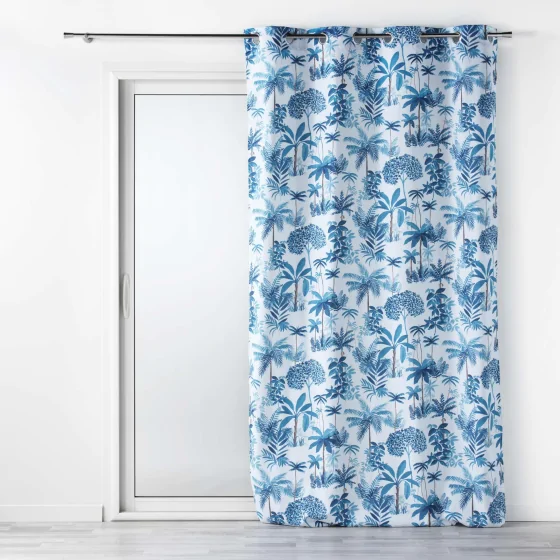 Rideau a oeillets 140 x 260 cm polyester imprimé Amazonia Bleu