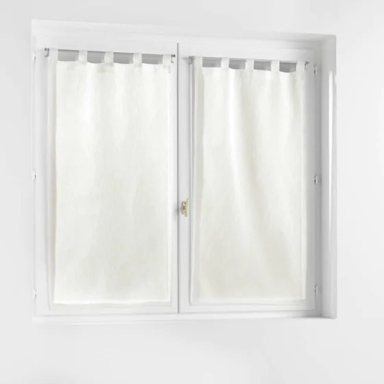 Paire droite passants 2 x 60 x 160 cm polycoton selena Blanc