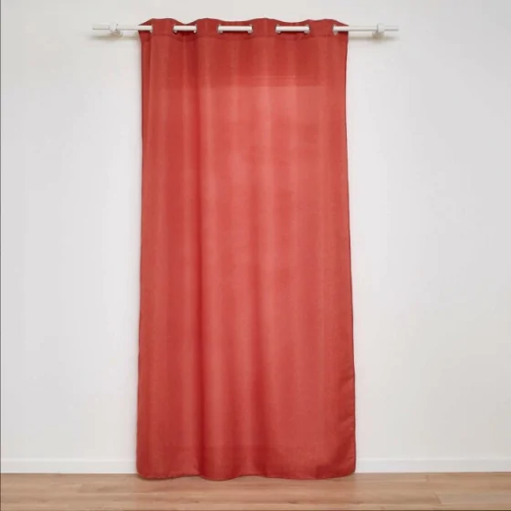 Rideau a oeillets 140 x 280 cm polyester uni+fils metallises zeline Terracotta