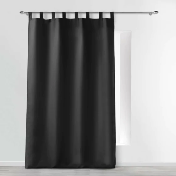 Rideau a passants 140 x 260 cm polyester uni essentiel Noir