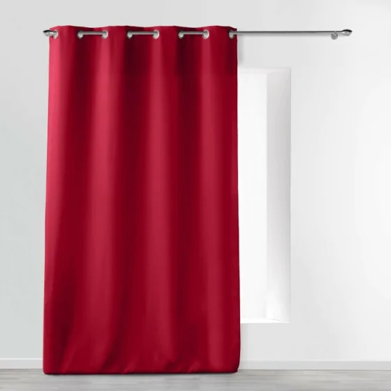 Rideau a oeillets metal 140 x 280 cm polyester uni essentiel Rouge