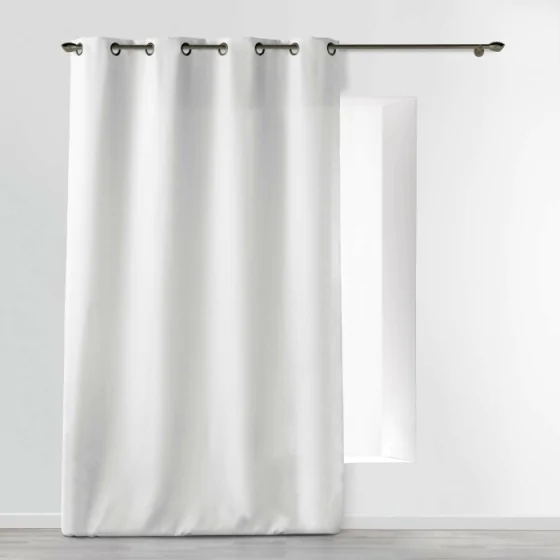 Rideau a oeillets metal 140 x 280 cm polyester uni essentiel Blanc