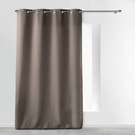 Rideau a oeillets metal 140 x 280 cm polyester uni essentiel Taupe
