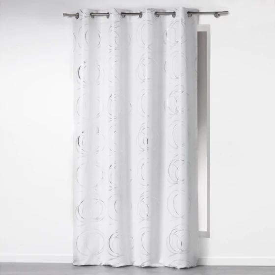 Rideau a oeillets 140 x 260 cm polyester imprime argent bully Blanc