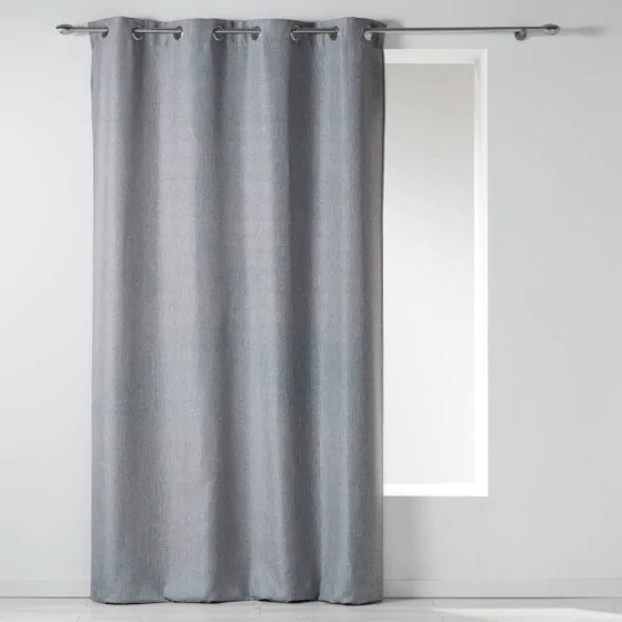 Rideau a oeillets 140 x 260 cm chambray uni newton Gris
