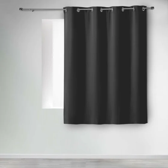 Rideau a oeillets 140 x 180 cm occultant uni occult Charbon