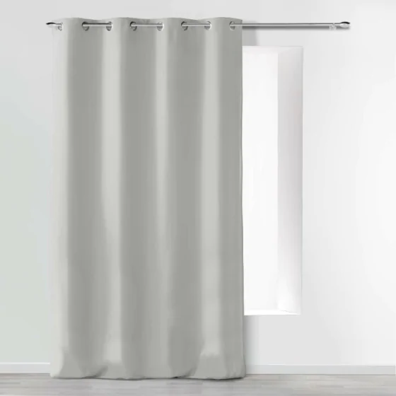 Rideau à œillets 140 x 260 cm en microfibre unie – Absolu Gris perle 