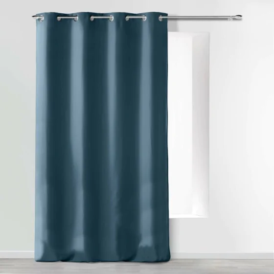 Rideau a oeillets 140 x 260 cm microfibre unie absolu Indigo