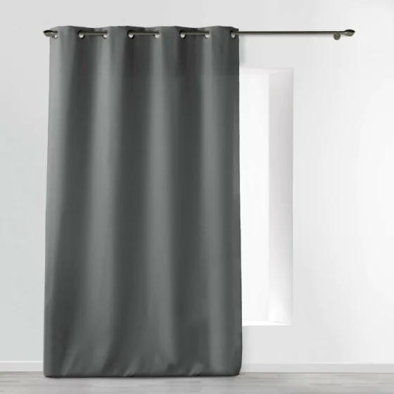 Rideau a oeillets metal 140 x 280 cm polyester uni essentiel Beton