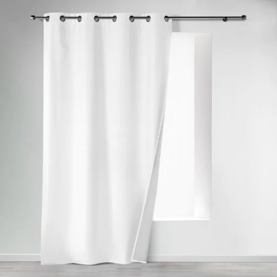 Rideau a oeillets 140 x 260 cm polyester uni thermique icemount Blanc