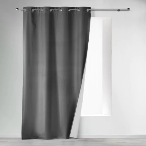 Rideau a oeillets 140 x 260 cm polyester uni thermique icemount Anthracite