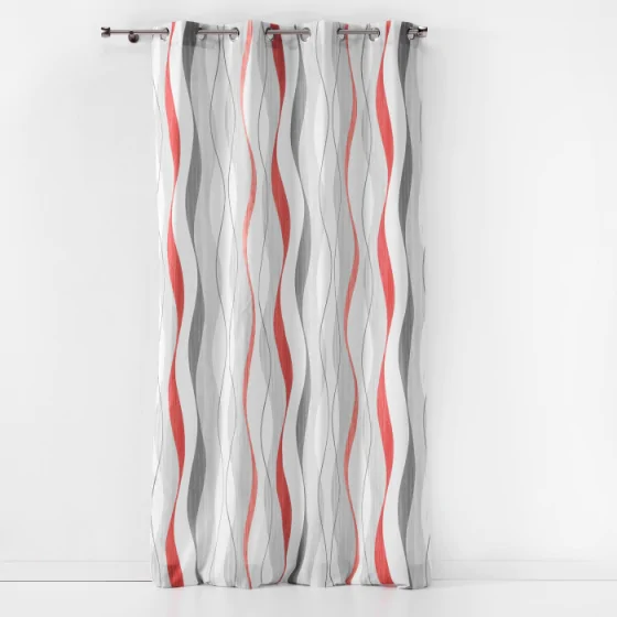 Rideau a oeillets 140 x 260 cm polyester imprime ondulys Rouge